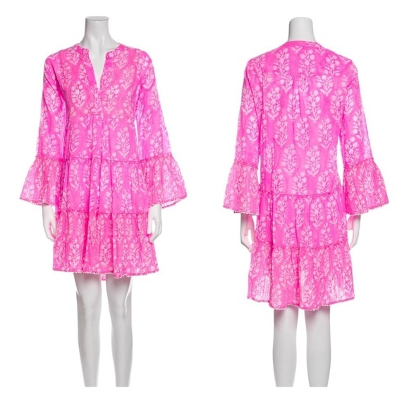 Juliet Dunn | NWT Flare Sleeve Mini Dress in Fuchsia - Size Medium - Picture 2 of 9